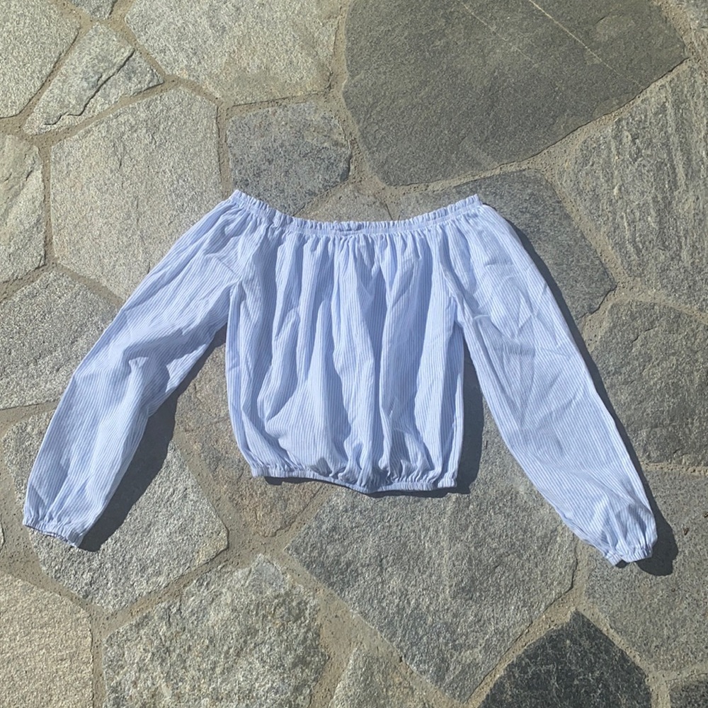 John Gault  blue /white striped blouse Worn a few times great condition